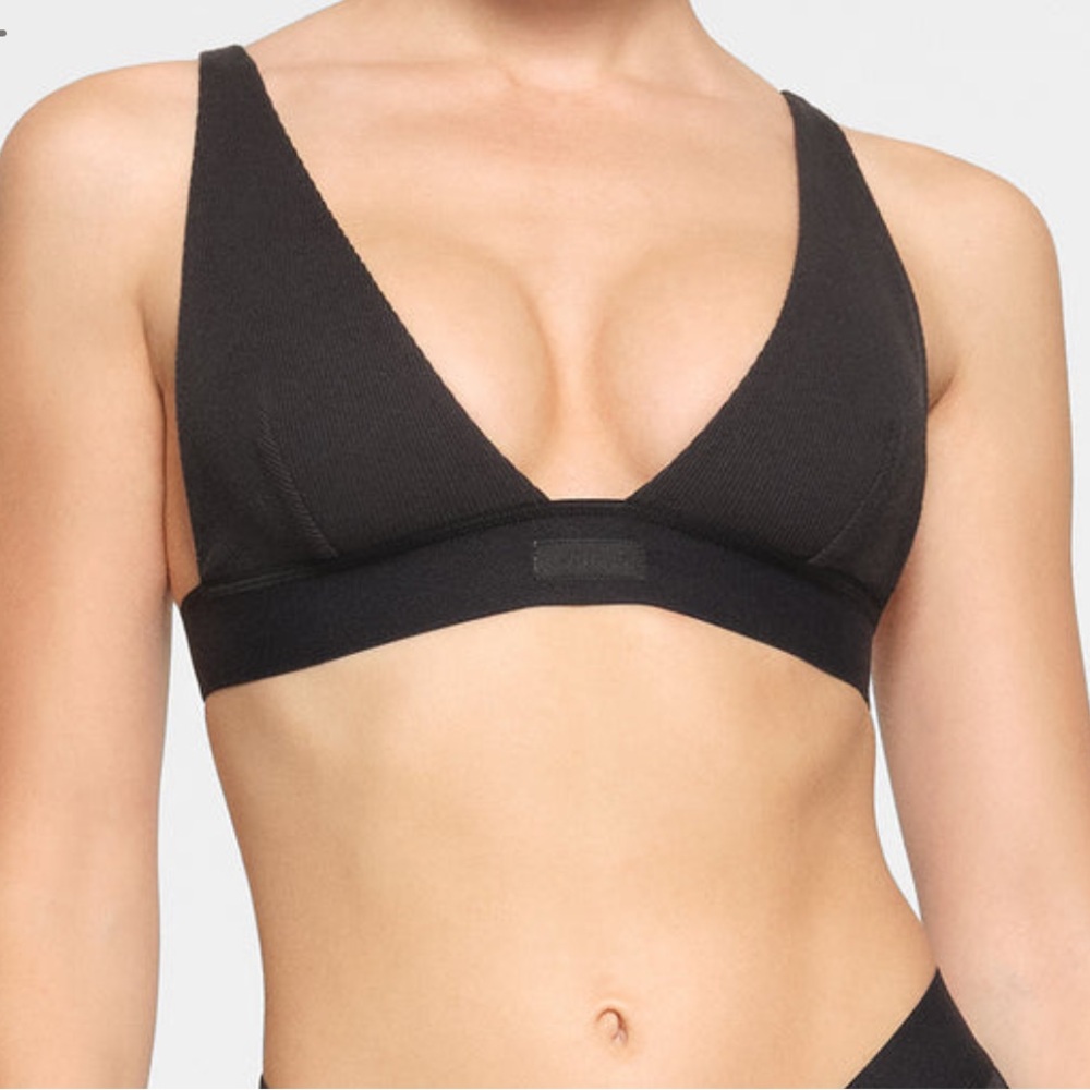 NWOT SKIMS Cotton Rib Plunge Bralette